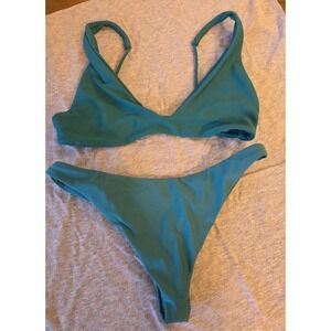 Ark Swimwear Womens Two-Piece Swimwear Bikini Set Teal Green M Top & XS Bottom